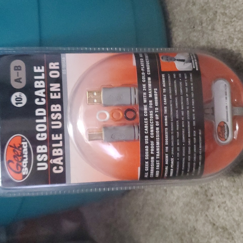 Geek Squad 10' USB Gold Cable A-B *NEW* GS-10UAB
